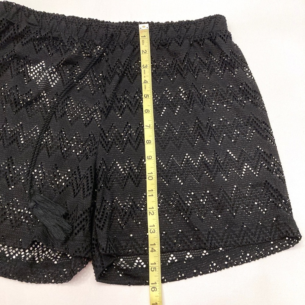 Palm Rio Beach Coverup Shorts Black Lace 4.5" Inseam Womens Medium Chevron NEW‎ - Picture 8 of 8